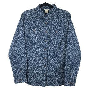 Duluth Blue Floral Long Sleeve Button Shirt M